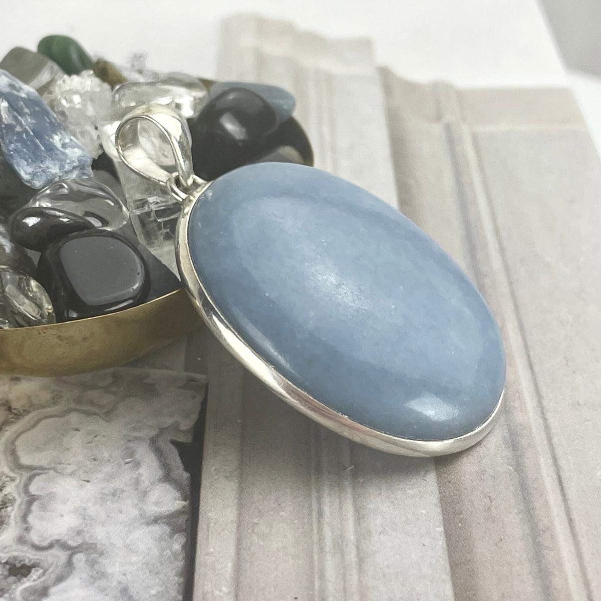 Angelite Oval Sterling Silver Pendant