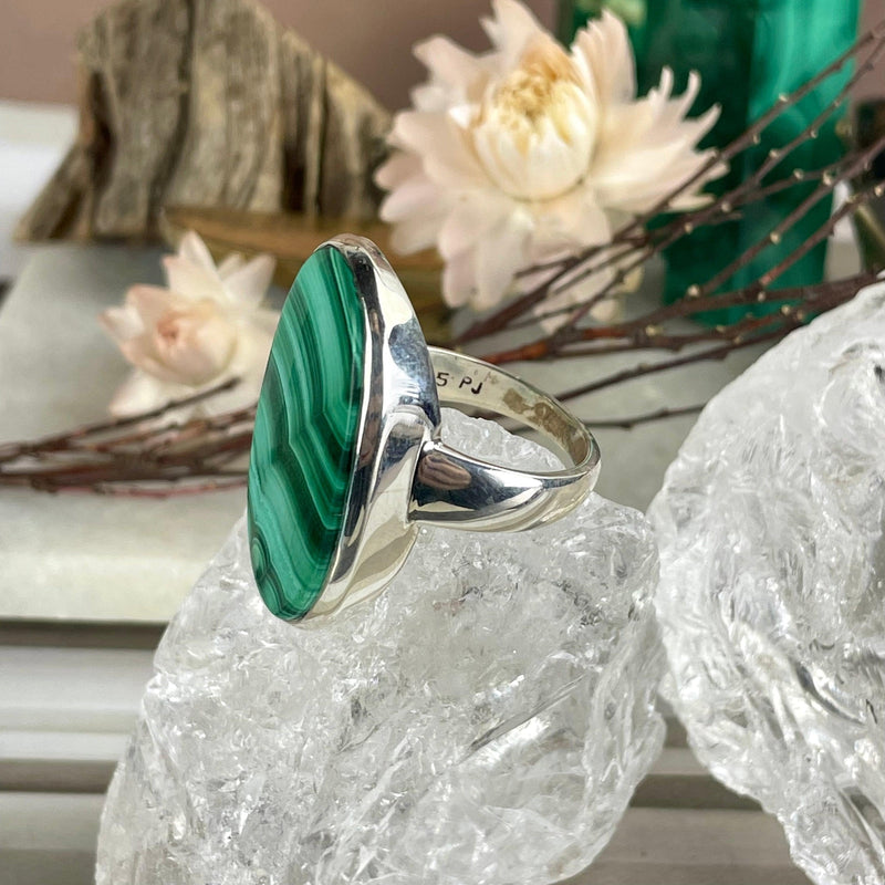 Malachite In Sterling Silver Ring