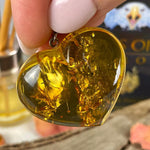 Large Carved Heart Amber Pendant