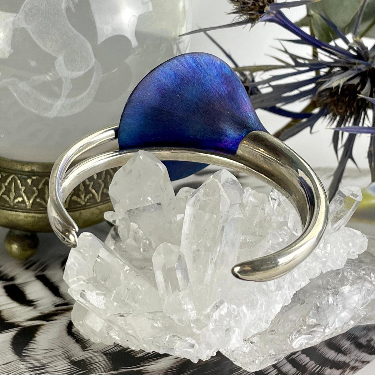 Sterling Silver And Blue Titanium 