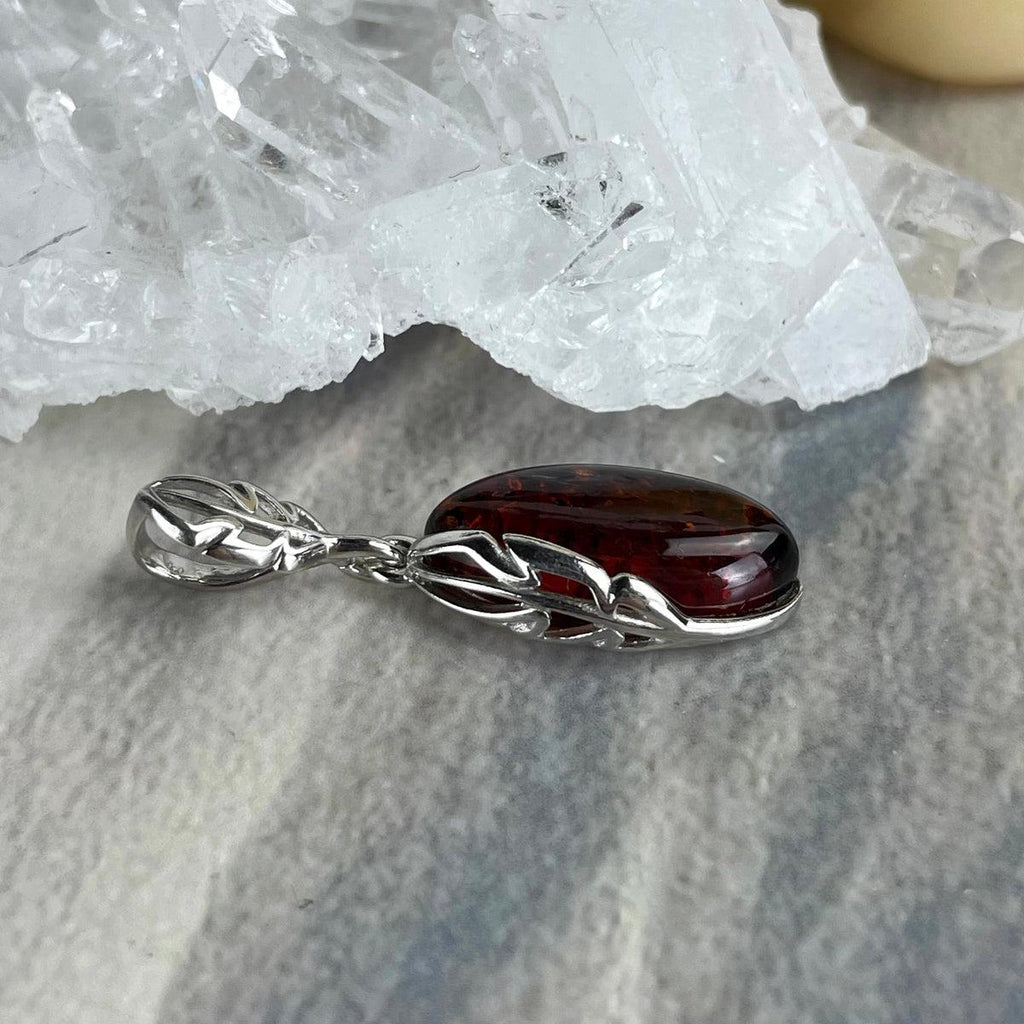 Orange Amber 925 Silver Pendant