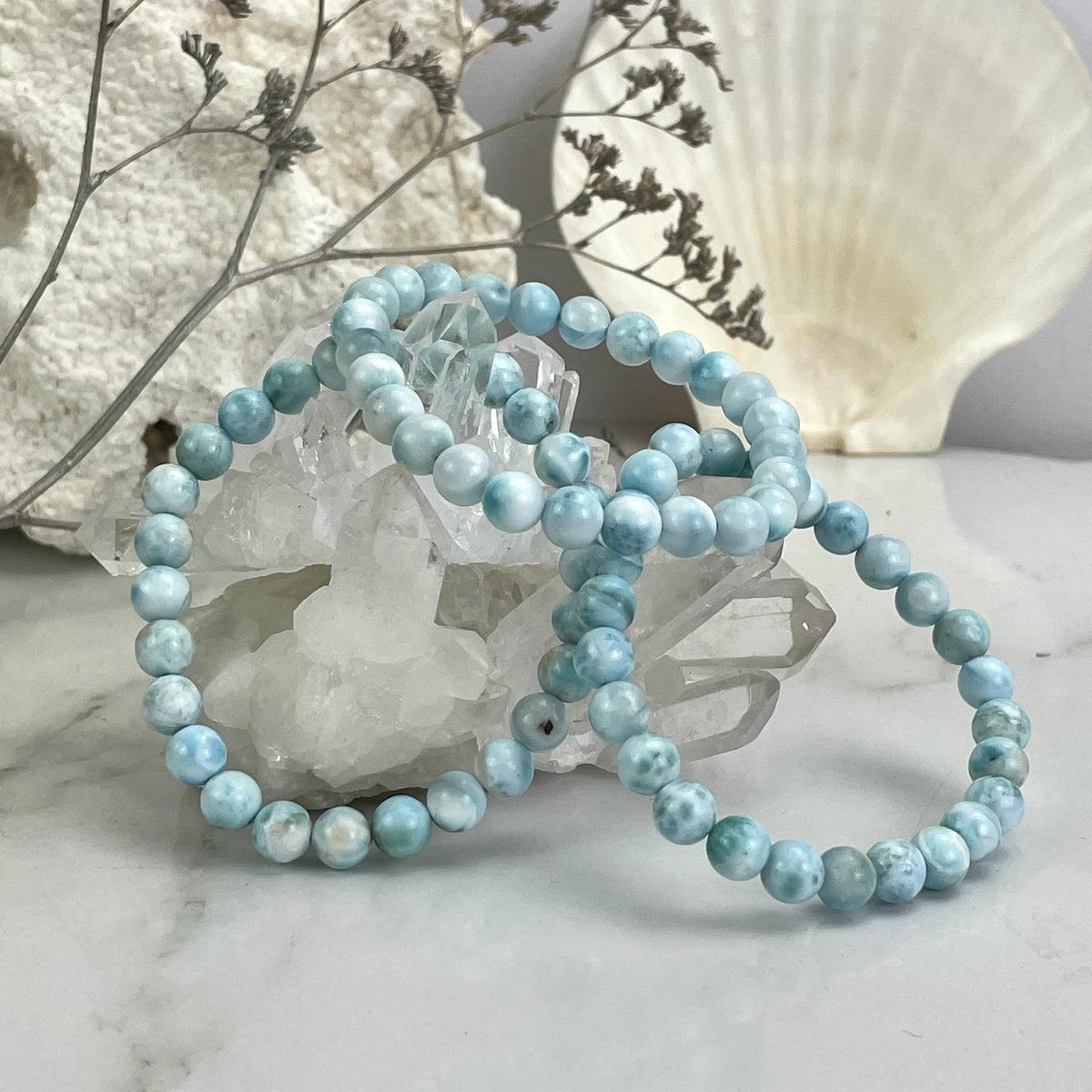 Small Larimar Bead Bracelet