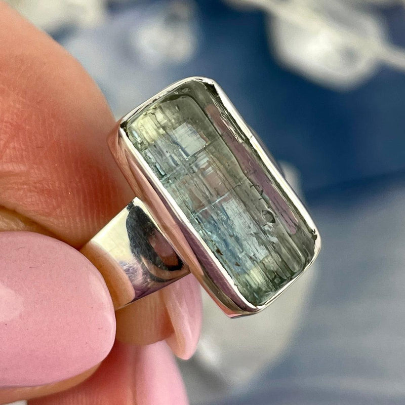 Aqua Coloured Crystal Ring