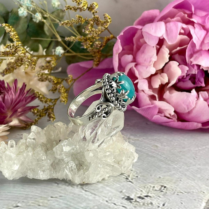 Aqua Stone Sterling Silver Ring