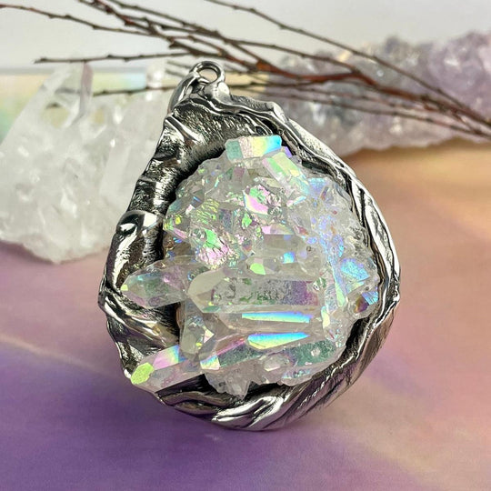 Angel Aura Quartz Cluster Pendant