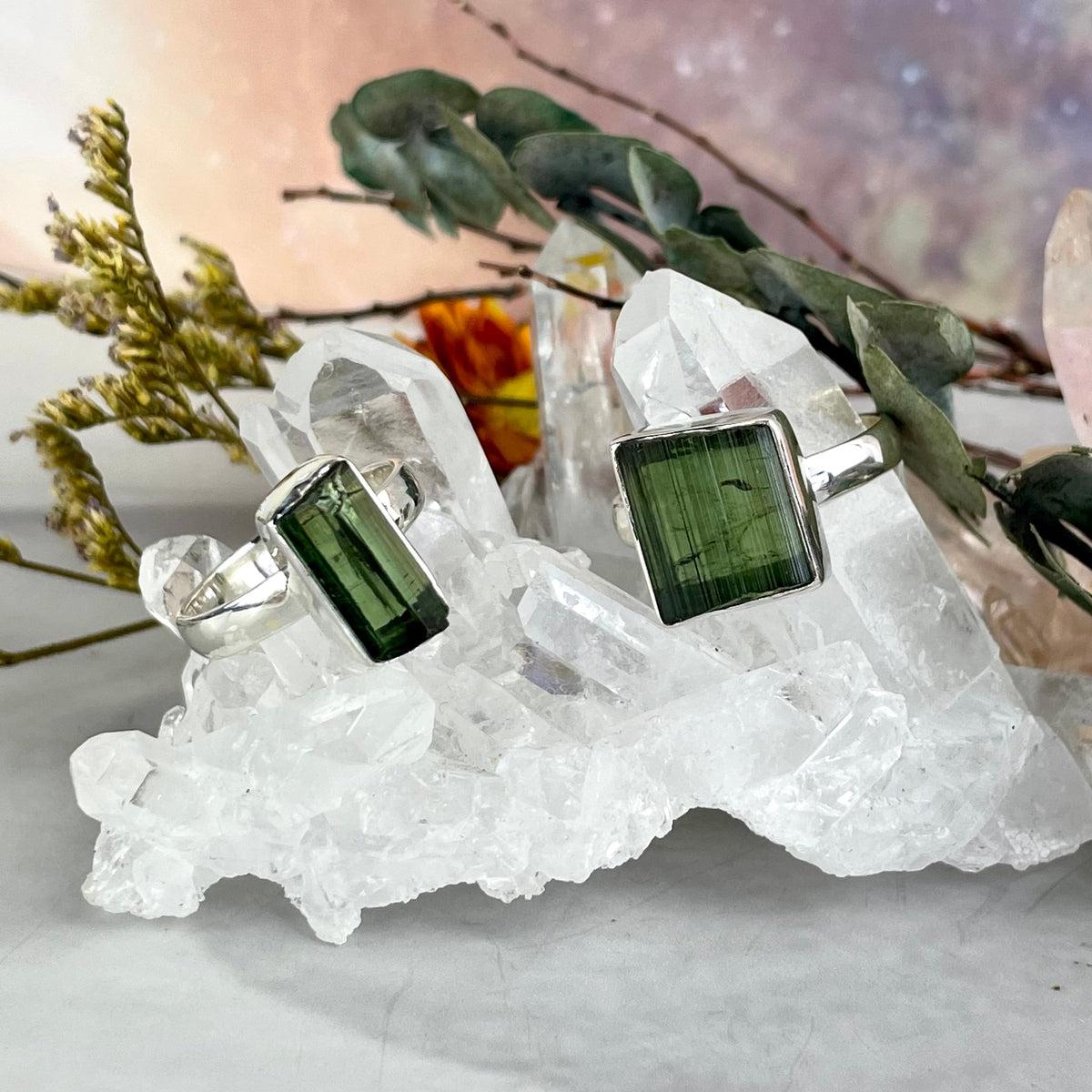 Raw Green Tourmaline Ring