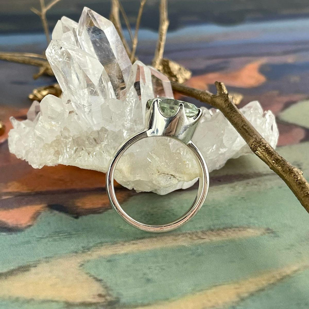 Green Amethyst Brilliant Cut Ring