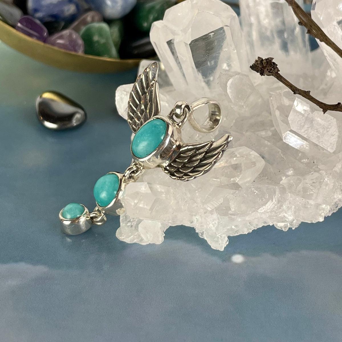 Crystal Silver Wing Pendant