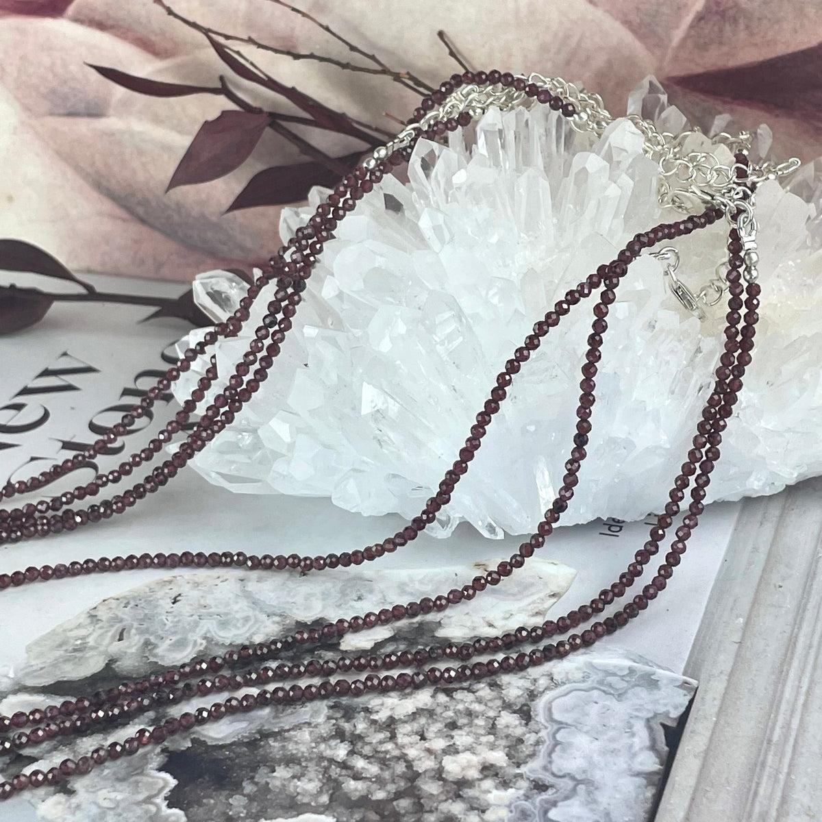Burgundy Crystal Bead Necklace