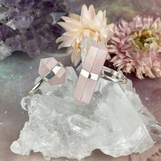 Rose Quartz Double Terminated Point Rings