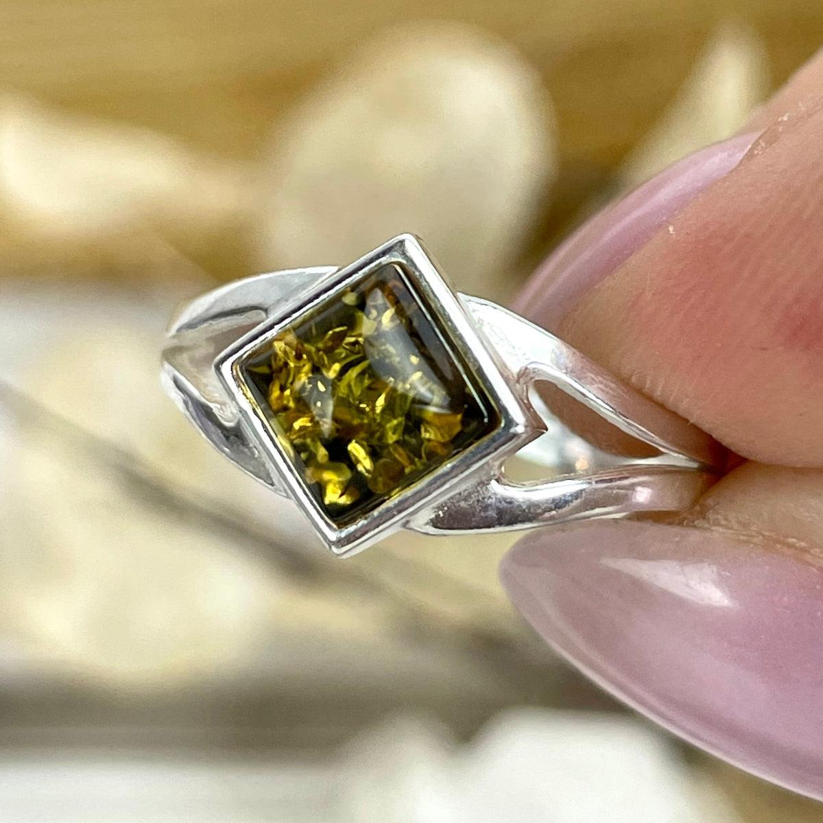 Small Finger Amber Ring