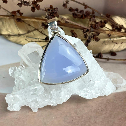 Blue Chalcedony Triangle Pendant