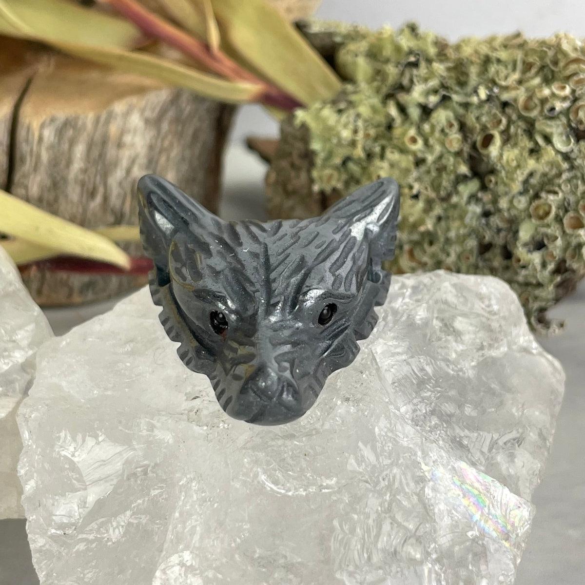 Silver Wolf Crystal Pendant