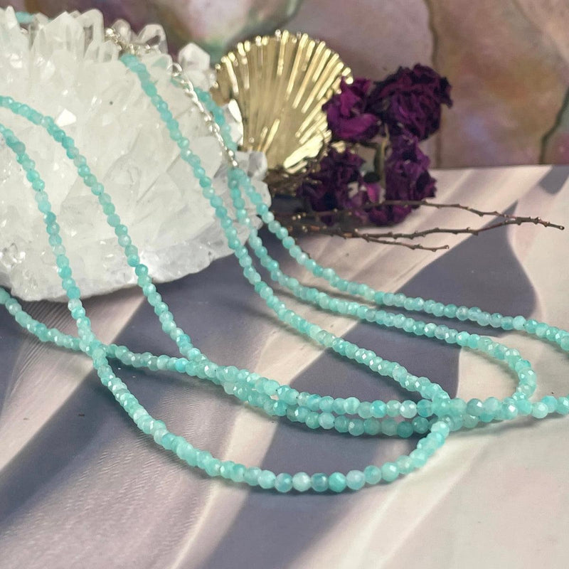 Amazonite Faceted 2-3mm Bead Necklace