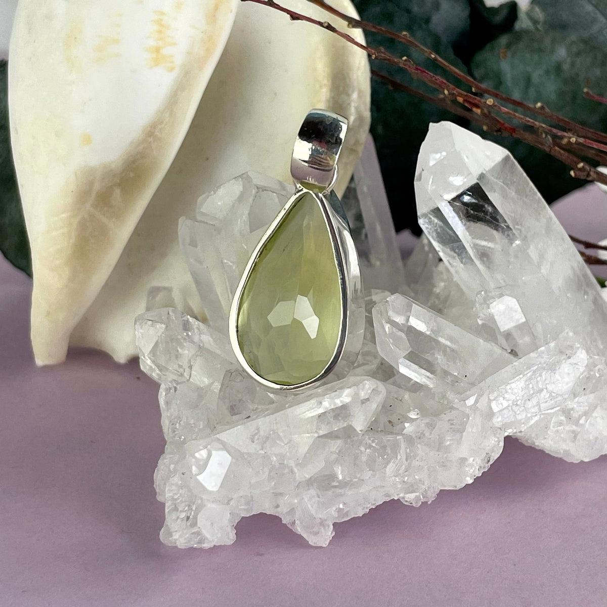 Prehnite Teardrop Cut Pendant
