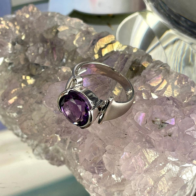 Amethyst And Diamond Engagement Ring