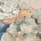 Crescent Moon Moonstone Studs
