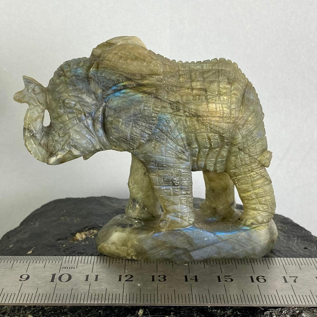 Labradorite Elephant Hand Carved Statue