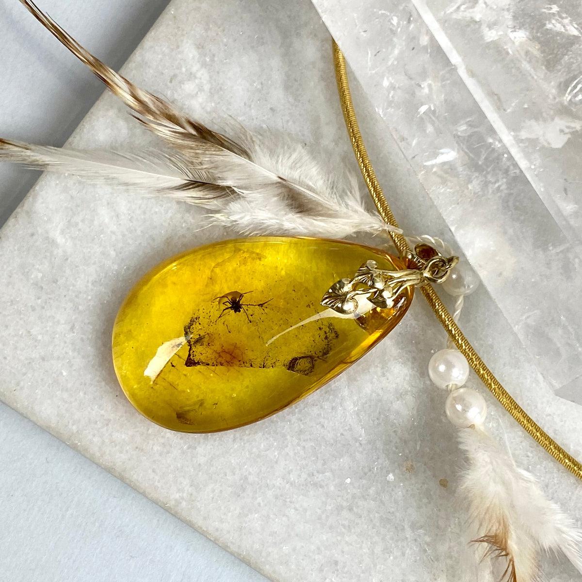 Amber Teardrop Pendant