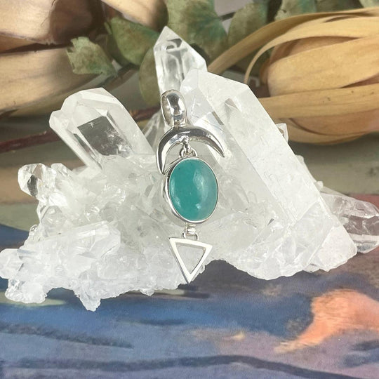 Amazonite Crescent Moon Pendant