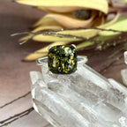 Amber Square Silver Ring