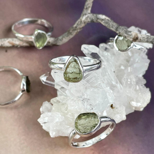 Authentic Moldavite Freeform Rings