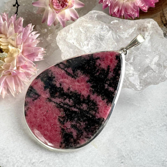Rhodonite Teardrop Extra Large Pendant