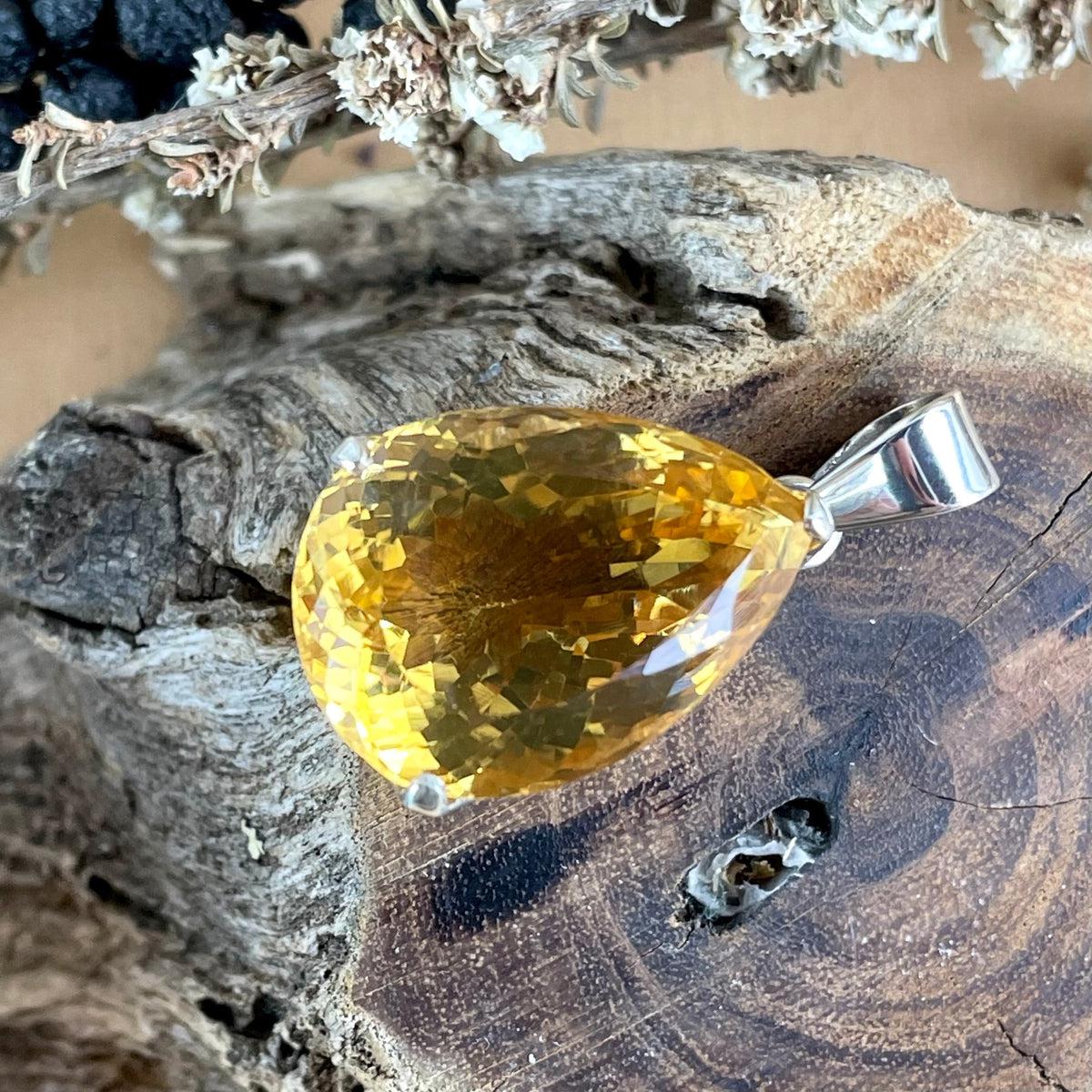 Silver Citrine Teardrop Pendant