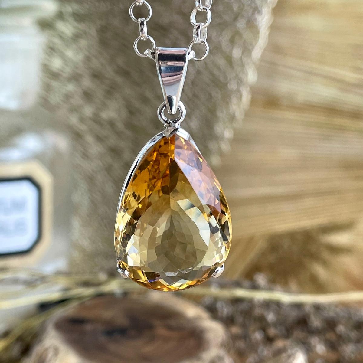Yellow Teardrop Crystal Pendant