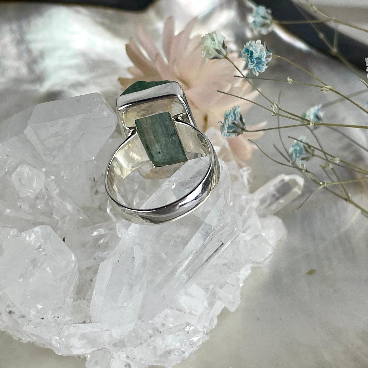 Aquamarine Crystal Raw Ring