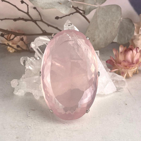Rose Quartz Large Oval Cut Pendant