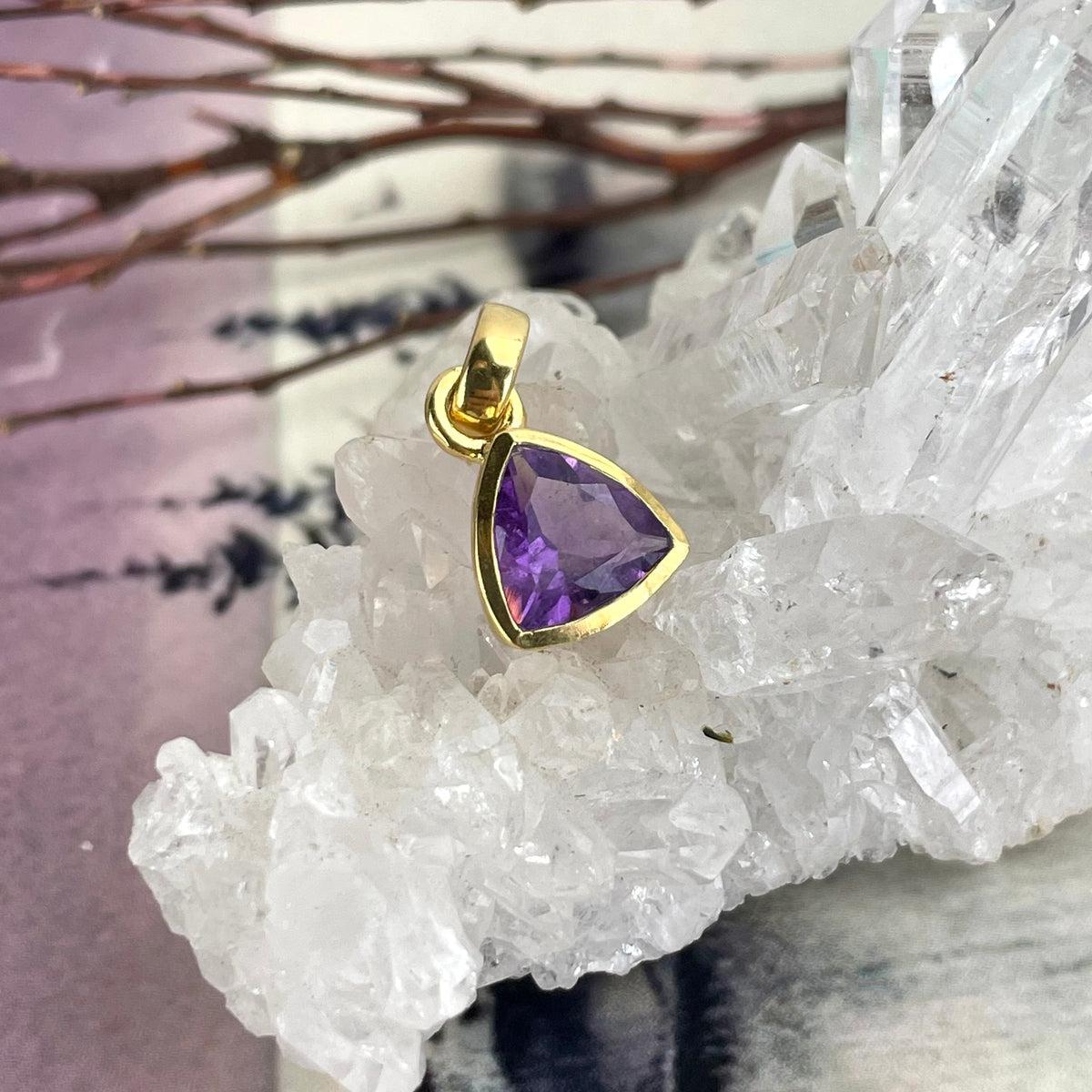 Amethyst Trillion Pendant