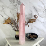 Thin Rose Quartz Crystal Tower