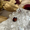 Garnet Ornate Silver Stud Earrings