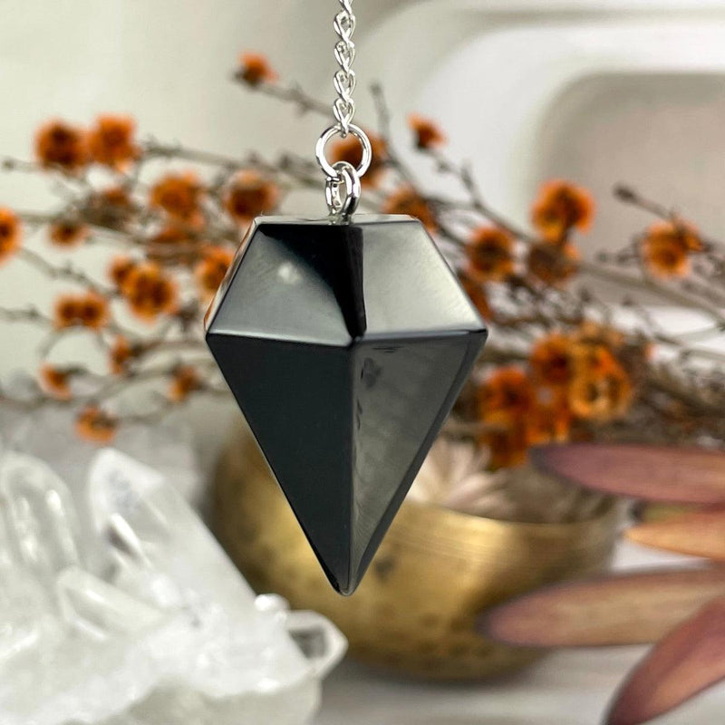 Obsidian Silver Pendulum