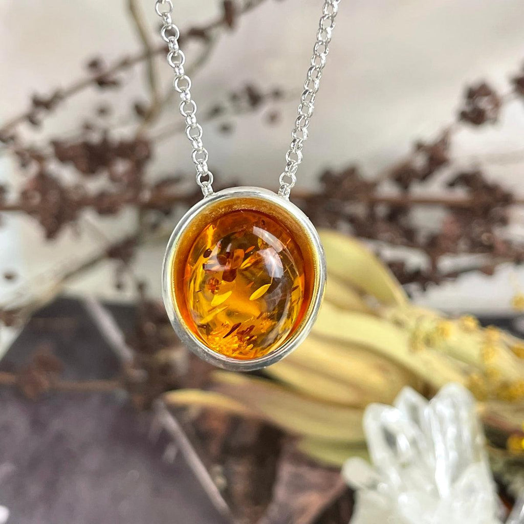 Orange Amber Oval Pendant