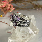 Amethyst Three Stone Ring