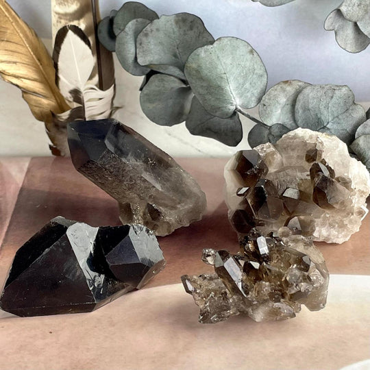 Smokey Quartz Crystal Clusters & Points