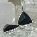 Black Tourmaline Triangle Drop Earrings
