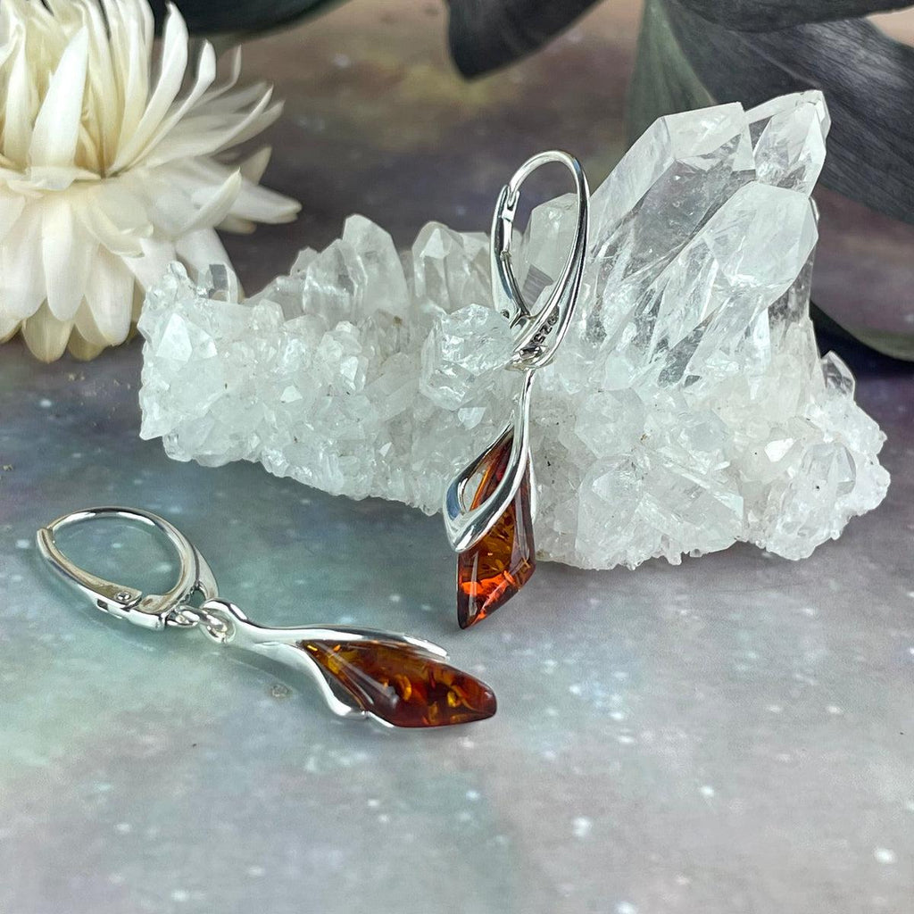 Baltic Amber Flower Bud Earrings