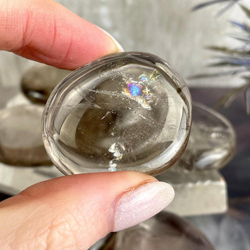 Palm Stone With Rainbow Inclusion