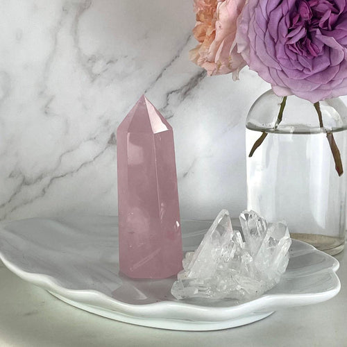 Rose Quartz Crystal Tower
