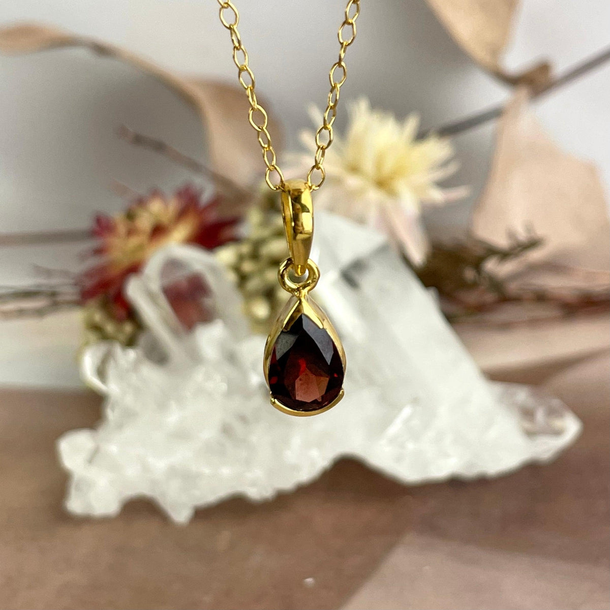Red Gemstone Gold Pendant
