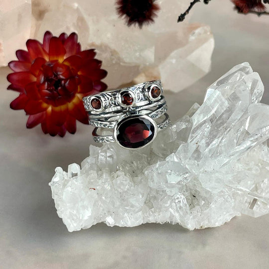 Garnet Multi Band Ring