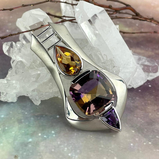 Ametrine, Citrine & Amethyst Contemporary Large Pendant by Janusz Szkutnik