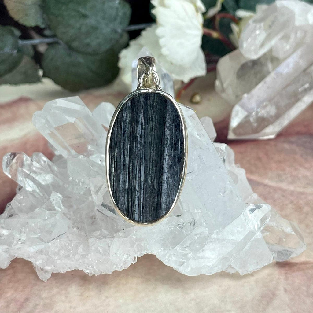 Oval Black Crystal Pendant