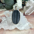 Oval Black Crystal Pendant