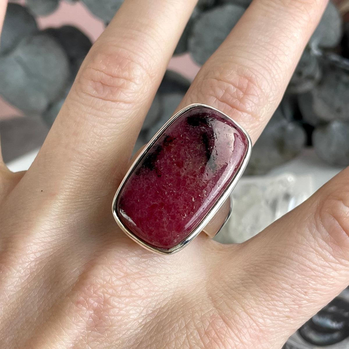 Rhodonite Large Silver Ring