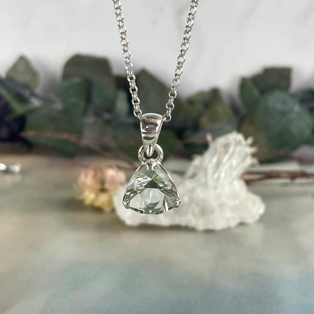 Green Amethyst Trillion Cut Pendant
