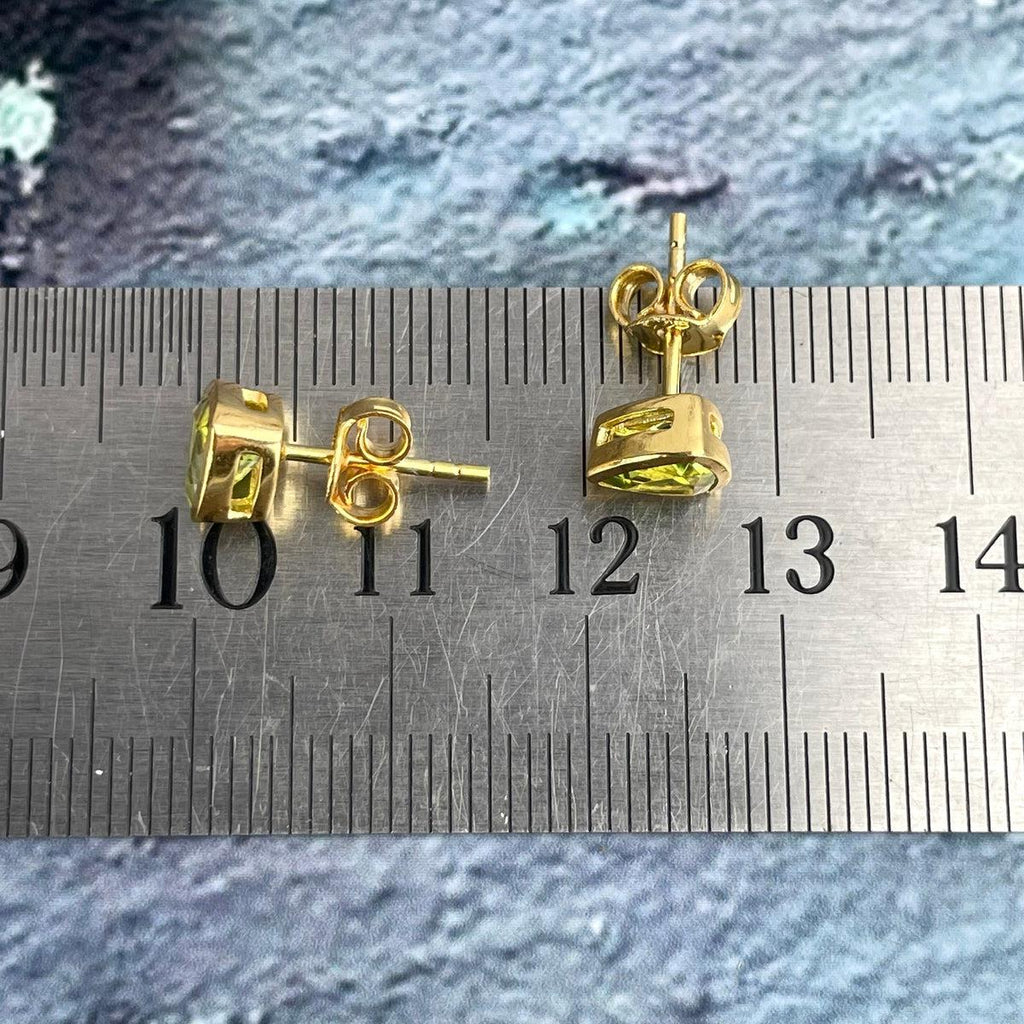 Peridot Trillion Cut Studs